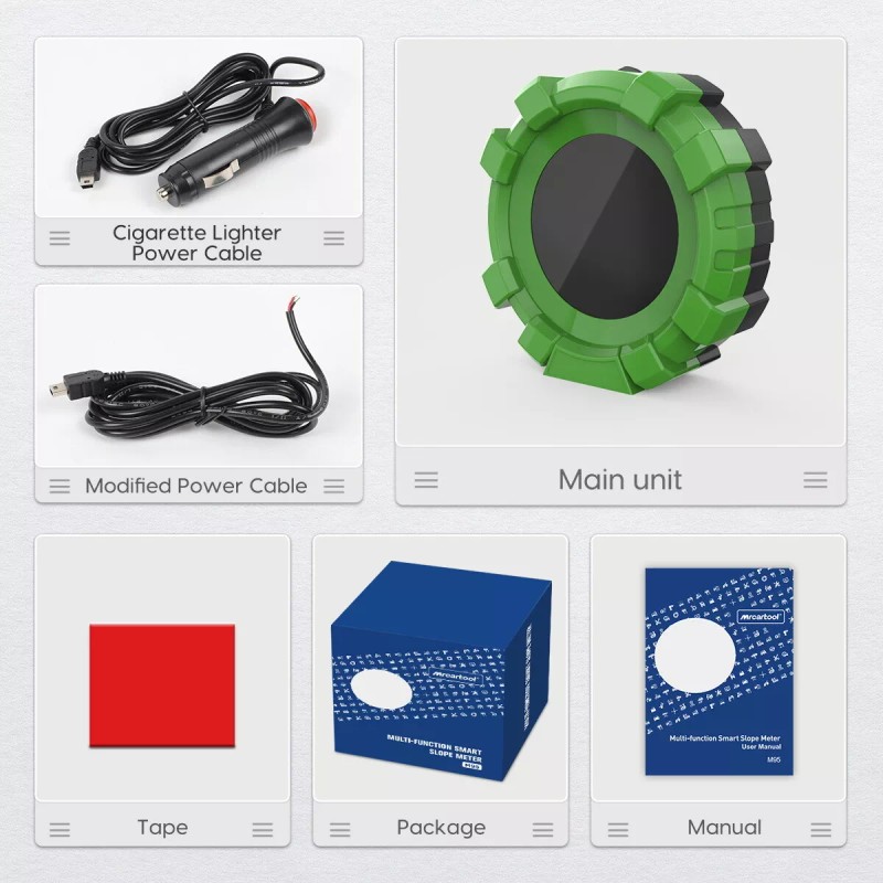 MRCARTOOL M95 Digital Inclinometer KMH Speedometer CompassRoll/P