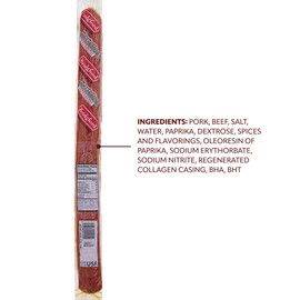 Bridgford Old World Pepperoni Stick 16 oz Pack of 6 - Naturally Smoked Pepperoni Stick for Pizza and Sandwiches - High Protein Zero Carb Keto Snack for Low Carb Keto Diets and Dietary Preferences