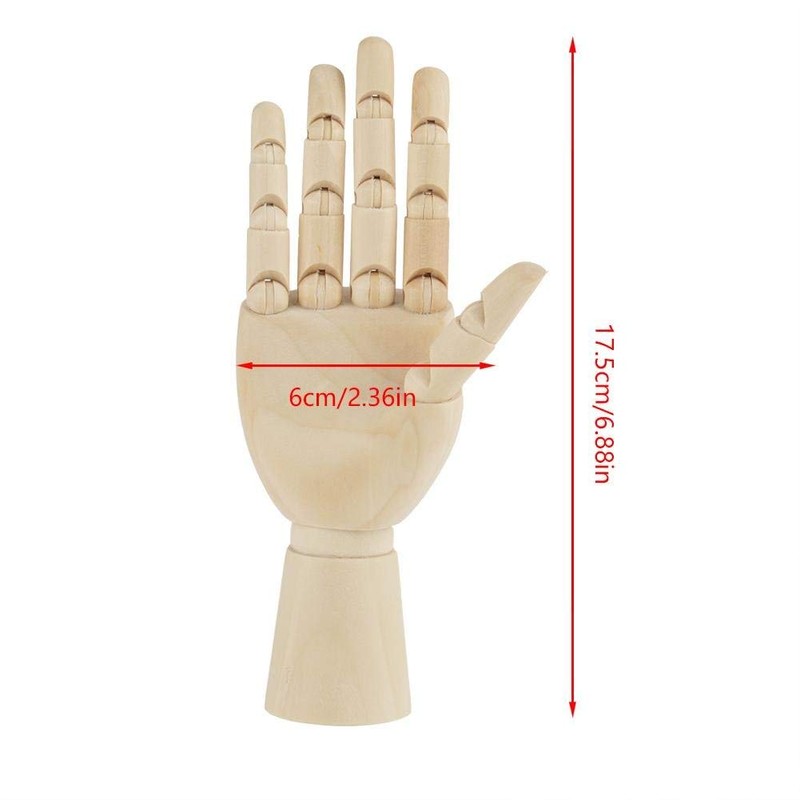 Wooden Hand Model, Mannequin Hand Flexible Movable Fingers Manikin Hand