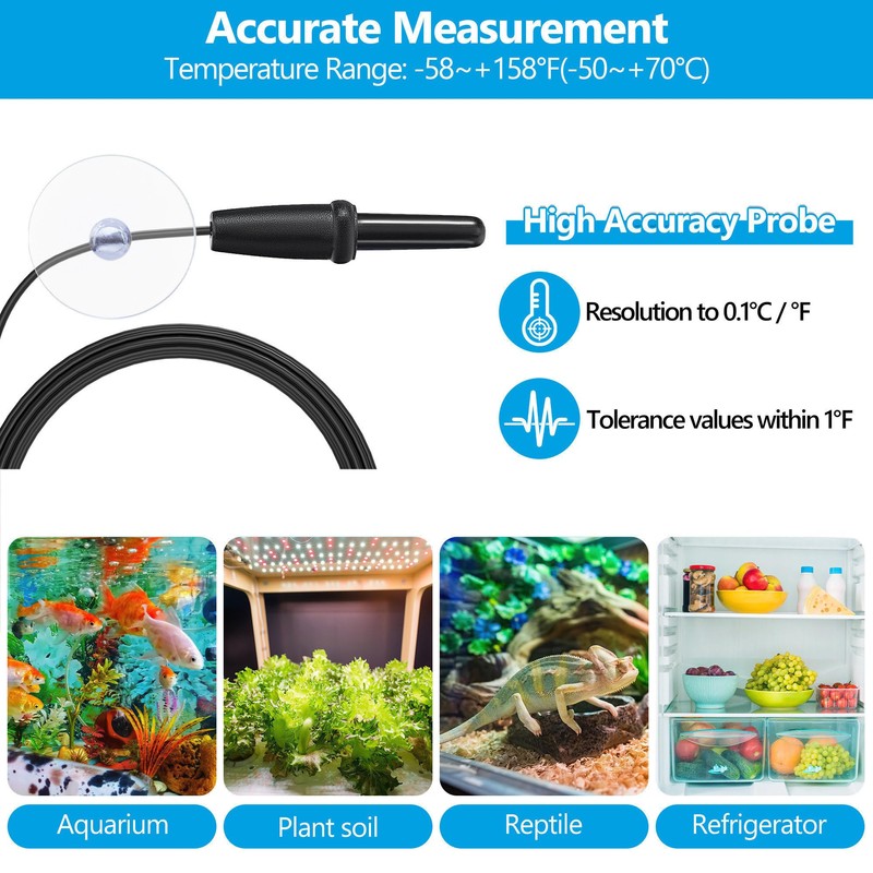 DaToo Aquarium Thermometer with Large LCD Display Fahrenheit/Celsius(℉/℃) Fish Tank