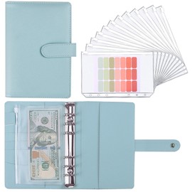 LXWHYP Money Saving Binder, Savings Challenges Book with for Cash Envelopes, 12pcs Zipper Envelopes A6 Budget Binder, Budget Planner for Managing Budgets and Saving Money -(Blue-7.4IN)