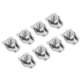 PATIKIL 1/16" / 1.5 mm Simplex Bolt Wire Rope Clip, 8Pcs M2 304 Stainless Steel Simplex Single Bolt Cable Clamp for Rigging Railing, Silver Tone