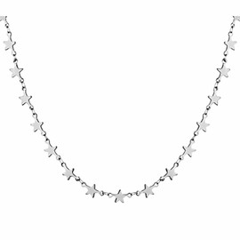 Azusa Sun Outer Star Banks Choker Necklace Y2k Layered Five-pointed Star Necklace For Women Fashion Jewelry Gift （Silver）