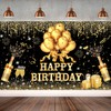 YinQin 180x120 cm Glitter Golden Black Happy Birthday Backdrops Banners