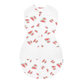 Happiest Baby Sleepea 5-Second Swaddle - 100% Organic Cotton Baby Swaddle Blanket - Doctor Designed Promotes Healthy Hip Development (Ivory Watermelons, Small)