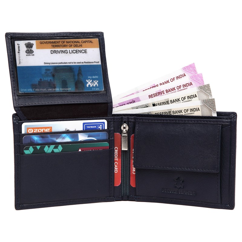 WildHorn Blue Leather Wallet for Men I Everyday Wallet
