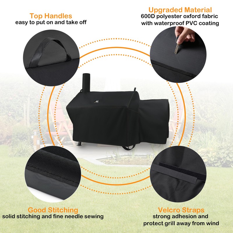 SUPJOYES Grill Cover for Oklahoma Joe's Longhorn Offset Smoker Grill,
