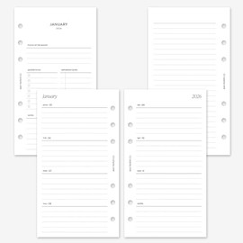 MAY PAPER CO. 2026 Personal Weekly Planner Refill, Week on Two Page Planner Insert for Personal Filofax and LV MM 6 ringed Agenda (Horizontal Lined)