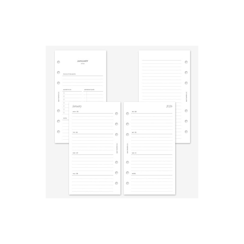 MAY PAPER CO. 2026 Personal Weekly Planner Refill, Week on
