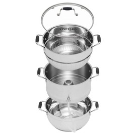 Roots & Branches Deluxe Stainless Steel Steam Juicer with Tempered Glass Lid VKP1150