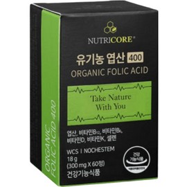 Nutricore Organic Folic Acid 400 300mg x 60 tablets, 2 months supply / 뉴트리코어 유기농 엽산 400 300mg x 60정 2개월분