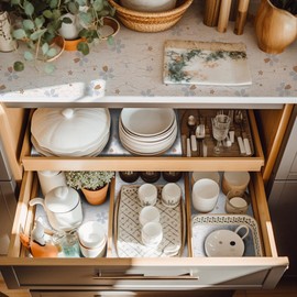 Cabinet Liners 8Rolls*12Inchx120Inch Wide Non Adhesive Kitchen Drawer Liner, Waterproof Shelf Liner Durable Anti-Slip for Kitchen Cabinets Shelf Liner Oil-Proof