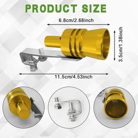 Rebvugr Car Turbo Whistle, Exhaust Pipe Muffler Whistle, XL Size Aluminum Alloy Turbo Sound Exhaust Muffler Car Roar Maker, Auto Accessory Tailpipe Noise Sound Enhancer Fit for Most Vehicles (Gold)