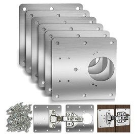 6 Pack Cabinet Door Hinge Repair Plates, Metal Cabinet Hinge Repair Replacement Kit, Cabinet Hinge Repair Brackets, Hinges Repair Fixing Plates with Screw for Kitchen Cupboard Door Locker Cabinet Door