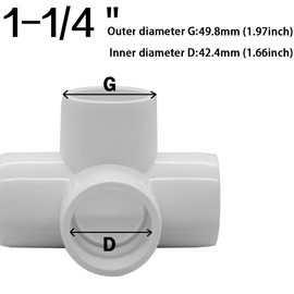 ANPTGHT 1-1/4“ Tee PVC Fitting 4 Way Elbow Connector, Furniture Grade 90 Degree Elbow Side Outlet, PVC Corner Fittings for Building Furniture Greenhouse Shed Pipe Fittings Tent Connection (Pack of 8)