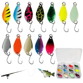 RAXLUPO Pack of 12 2.5 g Blinker Fishing Trout Bait Blinker Fishing Realistic Trout Bait Multicoloured Fishing Spoon Bait for Salt Water & Freshwater, Pike, Zander, Perch