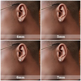 YADOCA 4 Pairs Magnetic Earrings for Men Women Stainless Steel No Piercing Square Cubic Zirconia Clip on Earrings Fake Earrings Magnet Earrings for Men 4-7mm