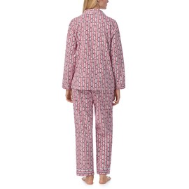 Lanz of Salzburg Sleepwear for Women Classic Notch Collar Long Sleeve Flannel Pajama Set - Red Tyrolean, X-Large