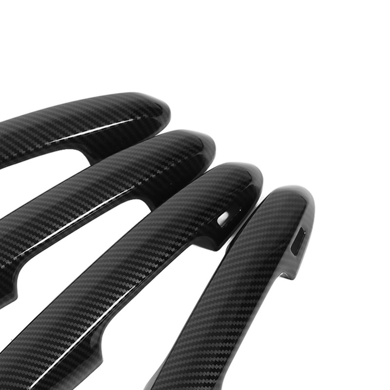 4pcs Gloss Black Carbon Fiber Style Exterior Door Handle Cover