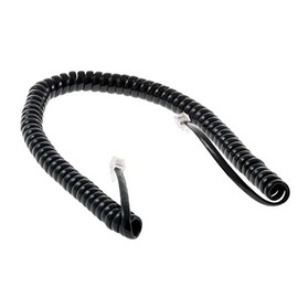 12' FT Telephone Handset Coiled Cord Black Modular 4 Conductor RJ22 Plugs Each End RJ-22 4P4C Phone Line Hand-Set