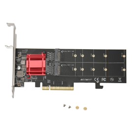 Bewinner Dual M.2 PCIe NVMe Adapter Card, Dual M.2 PCIe NVMe Adapter with PCIe Bifurcation Function, SSD to PCE 3.1 X8 X16 Channels, Supports NVMe SSD 2230 2242 2260 2280 22110