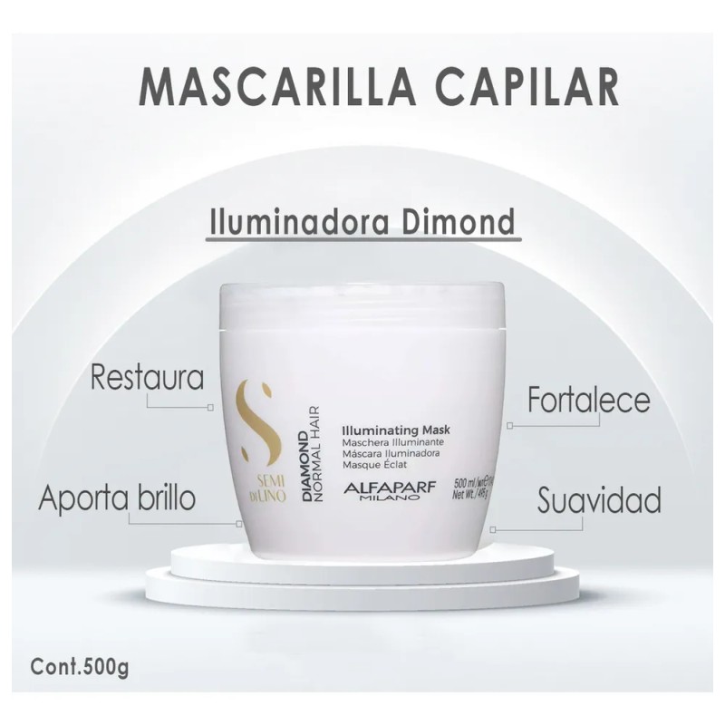 Mascarilla Iluminadora Alfaparf Para Cabello Normal 500g