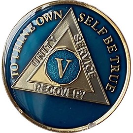 Ranger Industries 5 Year AA Medallion Metallic Midnight Blue Sobriety Chip