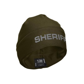 13FA Sheriff Reflective Performance Beanie | USA Patriotic Gear | Stretch-Fit Poly-Spandex | Unisex Hi-Vis Hat (US, Alpha, One Size, Standard, Green & Reflective)