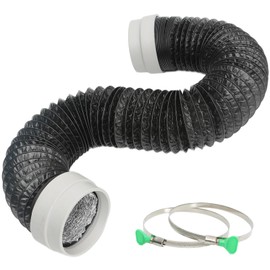 Dryer Vent Hose, 4 Inch Rubber Seal Connectors with 8 Feet Flexible Dryer Vent Exhaust Duct Hose for Tight Space, Extra Thick 6-Layer Heavy Aluminum Foil Ducting Kit with 2 Key Clamps