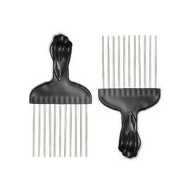 FUGLUS 2 Stück Afro Haarkamm Metall Lockenkamm Breiter Zahnkamm Lockiges Haarprodukt Langlebig Edelstahl Glatt Runde Zahnspitze Haarstyling Werkzeug für Natürliches Lockiges Haar