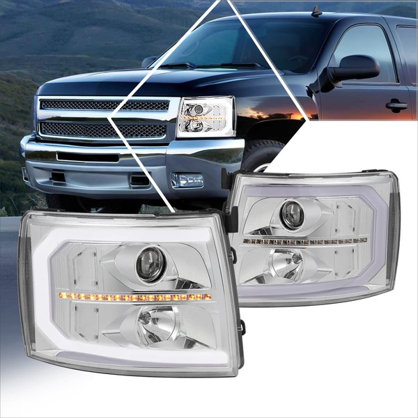 PM PERFORMOTOR C-Shape LED DRL Projector Headlight Assembly Compatible with