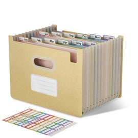EcoStash EcoStash Dokumentenmappe A4 12 Fächer, Weizenstroh Fächermappe Sortiermappe Bunte Ordner Organizer, Akkordeon Aktenmappe, Aufrecht und Oben Offen, BPA-frei, Zurück zur Natur,Gesundes Leben-Weizengelb