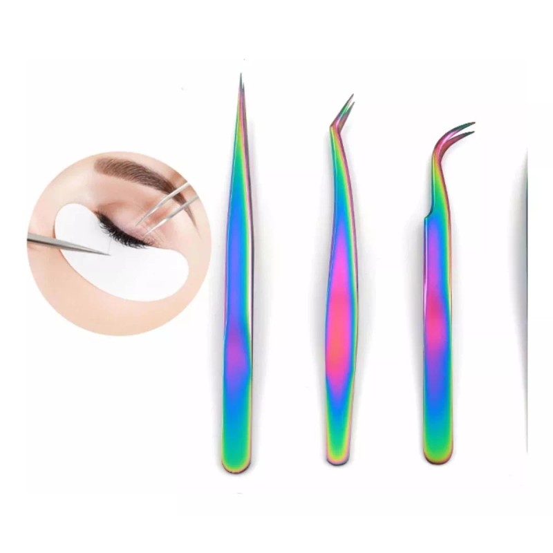 Lay Set De 3 Pinzas Para Extensión Pestañas Mink, Volumen