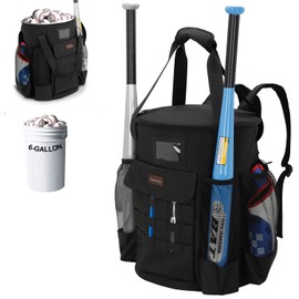 Baseball Bucket Backpack for 6 Gallon Bucket, Durable Softball Coaches Bag