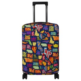 Explore Land Travel Luggage Cover Suitcase Protector Fits 23-26 Inch Case (America Map, M)