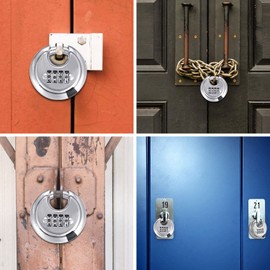 DELSWIN 4 Digit Combination Disc Padlock with Hardened Steel Shackle Outdoor Combo Gate Lock for Sheds, Storage Unit, Garage, Fence, Trailer Tongue (4 Pcs)