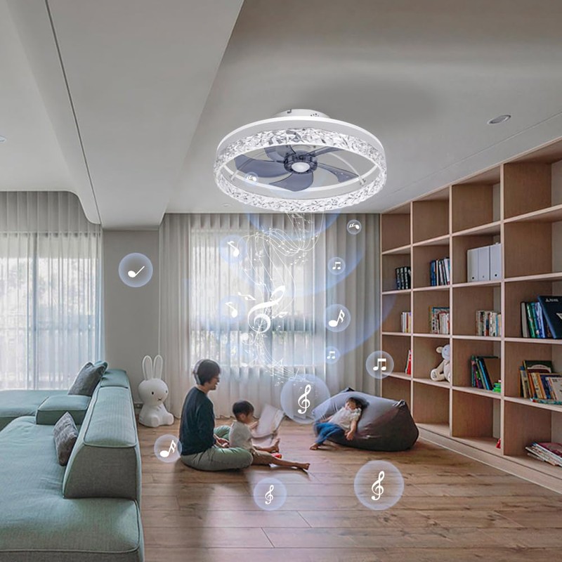 Baycnic Ceiling Fans,Low Profile Ceiling Fan with Light,Flush Mount Ceiling