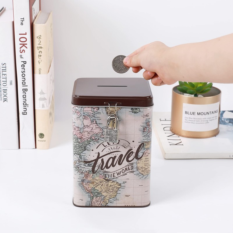 I-TOTAL® Funny Money Box with Padlock and Keys, Metal Money