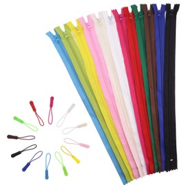 IDONGCAI - cierre de nailon de 14 pulgadas, 12 cremalleras y tirones de colores mixtos, para costura, bolsas, bricolaje, manualidades, bolsos, 12 colores surtidos