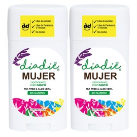 DIADIÉ Desodorante natural, desodorante para mujer. Barra. Humor fuerte. Elimina mal olor, no tapa los poros. 24hrs. 2pack