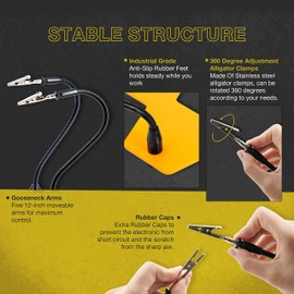 KOTTO Third Hand Professional Soldering Stand Tool PCB Holder Five Arms Helping Hands Crafts Jewelry Hobby Workshop Helping Station Non-Slip Steel Weighted Base for PCB Electronics Wires