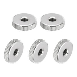 sourcing map Knurled Thumb Nuts, M6 Female Thread Thin Type, Nickel-Plated Carbon Steel Knurled Nut Flat Head Through Hole Lock Adjusting Nuts for 3D Printer, 10Pcs
