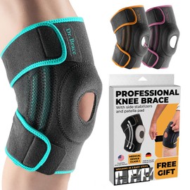 DR. BRACE ELITE Knee Brace with Side Stabilizers & Patella Gel Pads for Maximum Knee Pain Support and fast recovery for men and women-Please Check How To Size Video (Earth, Small)