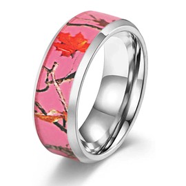Kingsway Jewelry Pink Women`s Camo Titanium Hunting Wedding Band Ring #PRW2 (6)