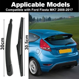 Ruolin Car Rear Windscreen Wiper, Black, Replacement Rear Wiper Arm + Windscreen Wiper Set Compatible with Ford Fiesta 2008-2017