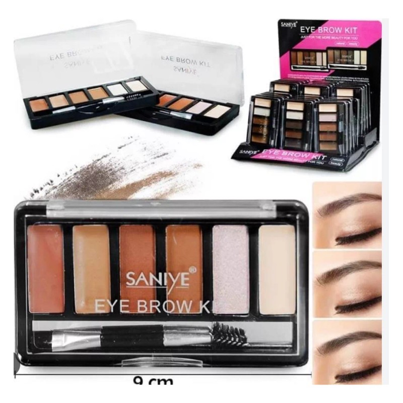 Saniye Polvo Y Gel Para Cejas 6tonos Con Aplicador Saniye