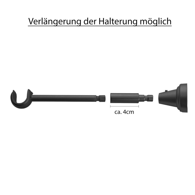 MDEKOR Wall Bracket 1-Track Black Matt R Wall Bracket with