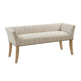 Madison Park Welburn Upholstered Tufted Entryway Accent Back, Nailhead Trim, Padded Mid-Century Bed End Bench for Bedroom, Indoor Seating, 49.5" W x 19.25" D x 23" H, Taupe Multi