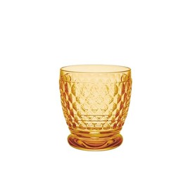 Villeroy & Boch Boston Saffron Tumbler, Set of 4, 11 oz, Crystal Glass Tumbler for Hot and Cold Drinks, Made in Germany, Dishwasher-Safe, Yellow