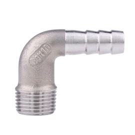 DERNORD 3/8" Hose Barb x 3/8" Male NPT Stainless Steel 90 Degree Elbow- Home Brew Pipe Fitting